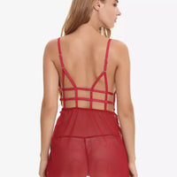 Red Lace Sheer Babydoll Lingerie Dress