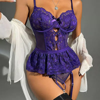 Purple Lace Corset Teddy Lingerie