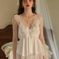White Lace Ruffle Babydoll Lingerie Dress