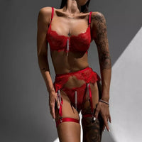 Red Lace Garter Lingerie Set