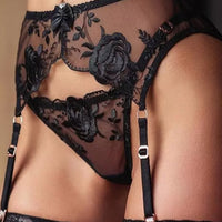 Black Lace Garter Lingerie Set